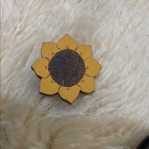 Hand Painted Sunflower Wooden Brooch